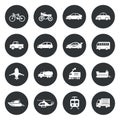 Transport circle Icons waterways, overland, air.