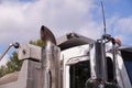 Close-up of a truck cab. Exhaust pipe visible Royalty Free Stock Photo