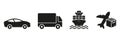 Transport For Delivery Service Silhouette Icon Set. Car, Truck, Ship, Plane Symbol Collection. Cargo Shipment And Royalty Free Stock Photo