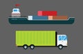 Transport delivery vector isolated white transportation car van fire truck helicopter ship silhouette icon tanker Royalty Free Stock Photo