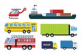 Transport delivery vector trucks on white