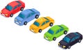 Transport while driving on roadway. Set of colorful automobiles. Passenger cars and taxi auto