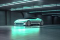 transport electric parking auto transportation automobile underground industry neon car. Generative AI.