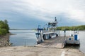 Transport ferry docking on the banks of the danube river Royalty Free Stock Photo