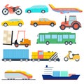 Transport flat icon. Perfect flat car ship and plane icons. Vector illustration Royalty Free Stock Photo