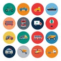 Transport flat icons. Cars and public transport vector flat illustration Royalty Free Stock Photo