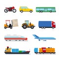 Transport flat icons set Royalty Free Stock Photo