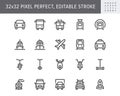 Transport front view flat icons. Vector illustration with minimal icon - ship, bus, car, truck, scooter, tram, airplane