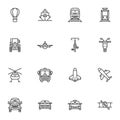 Transport front view line icons set