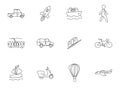 transport hand drawn linear vector icons