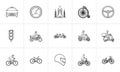 Transport hand drawn outline doodle icon set. Royalty Free Stock Photo