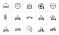 Transport hand drawn outline doodle icon set.