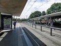 Transport hub, tram stops at Szell Kalman in the center of Budapest