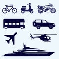 Transport Icon Set In Blue Color Royalty Free Stock Photo