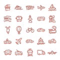 Transport icon set in comic style. Car vector cartoon collection illustration on white isolated background. Shipping Royalty Free Stock Photo