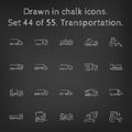 transport icon set drawn in chalk Royalty Free Stock Photo