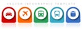 Transport icon set, flat design miscellaneous colorful icons such as car, plane, train, bus and ship for webdesign and mobile Royalty Free Stock Photo