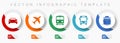 Transport icon set, miscellaneous icons such as car, plane, train, bus and ship, flat design vector infographic template, web Royalty Free Stock Photo