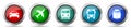 Transport icon set, miscellaneous icons such as car, plane, train, bus and ship, silver metallic, colorful glossy web buttons Royalty Free Stock Photo