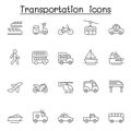 Transport icon set in thin line stlye