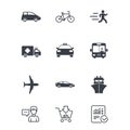 Transport icons. Car, bike, bus and taxi signs. Royalty Free Stock Photo