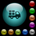 Transport icons in color illuminated glass buttons