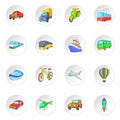 Transport icons set, cartoon style Royalty Free Stock Photo