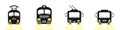 Transport icons set. City transport black logos vector. Vehicles for travel. Set of black bus, train, plane, ship vector Royalty Free Stock Photo