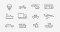 Transport icons set in linear style. Transportation symbol