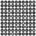 100 transport icons set black circle Royalty Free Stock Photo