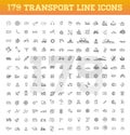 Transport icons, thin line design Royalty Free Stock Photo