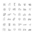 Transport icons, thin line design. Vector illustration Royalty Free Stock Photo