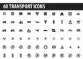 60 Transport Icons strokes Royalty Free Stock Photo