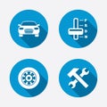 Transport icons. Tachometer and repair tool