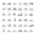 Transport icons, thin line design. Big set Royalty Free Stock Photo