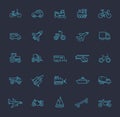 Transport icons, thin line design Royalty Free Stock Photo