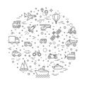 Transport icons, thin line design Royalty Free Stock Photo