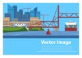 Transport infrastructure: railway, vertical-lift bridge, waterways Royalty Free Stock Photo