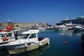 Mandraki harbor off the coast of Rhodes, Greece Royalty Free Stock Photo