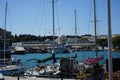 Mandraki harbor off the coast of Rhodes, Greece Royalty Free Stock Photo