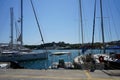 Mandraki harbor off the coast of Rhodes, Greece Royalty Free Stock Photo