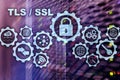 Transport Layer Security. Secure Socket Layer. TLS SSL. cryptographic protocols provide secured communications. Royalty Free Stock Photo