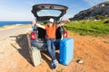 Transport, leisure, road trip and people concept - happy man enjoying road trip and summer vacation. Royalty Free Stock Photo