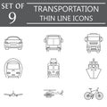 Transport line icon set, public transportation Royalty Free Stock Photo