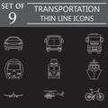 Transport line icon set, public transportation Royalty Free Stock Photo