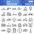 Transport line icon set, vehicle symbols set collection or vector sketches. Transportation signs set for computer web Royalty Free Stock Photo