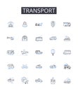 Transport line icons collection. Movement, Carriage, Conveyance, Transfer, Delivery, Shipment, Transit vector and linear