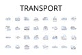 Transport line icons collection. Movement, Carriage, Conveyance, Transfer, Delivery, Shipment, Transit vector and linear