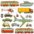 Transport line icons set