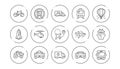 Transport line icons. Taxi, Helicopter and Train. Linear icon set. Vector